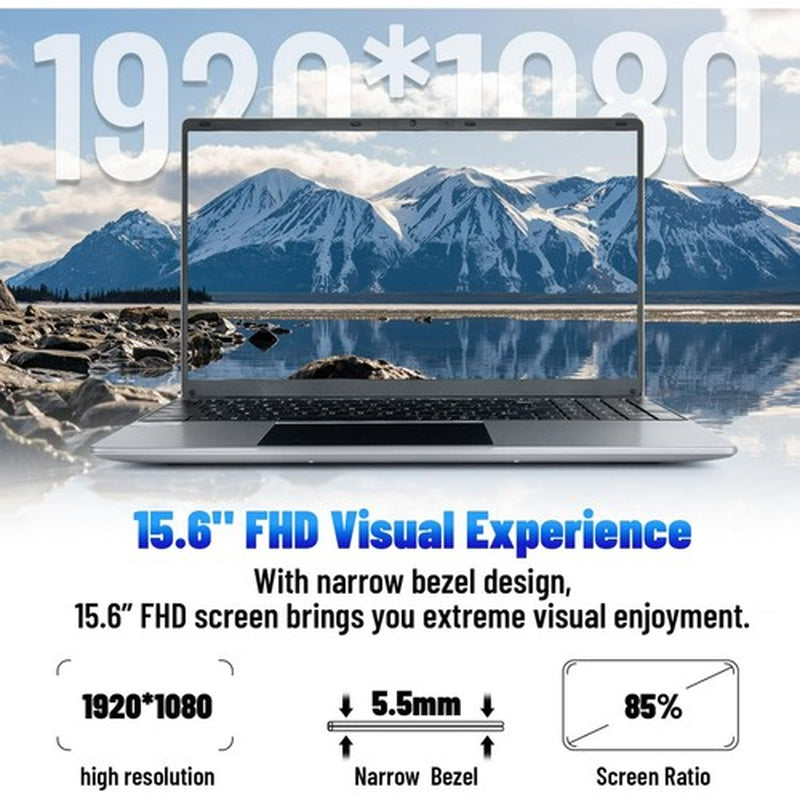 15.6 Inch Laptop 16GB+512GB Windows 11 Computers Support Wifi, Bluetooth USB-C