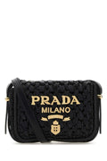 Prada Women Black Raffia Crossbody Bag