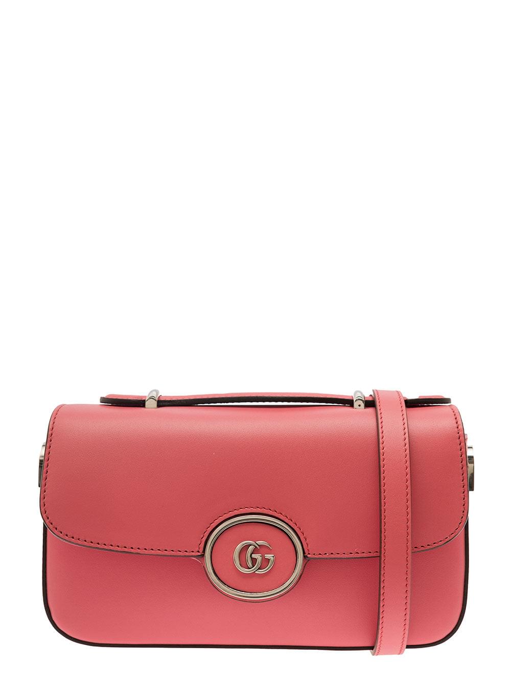 Gucci Women 'Petite Gg' Mini Pink Shoulder Bag With Double G Detail In Leather Woman
