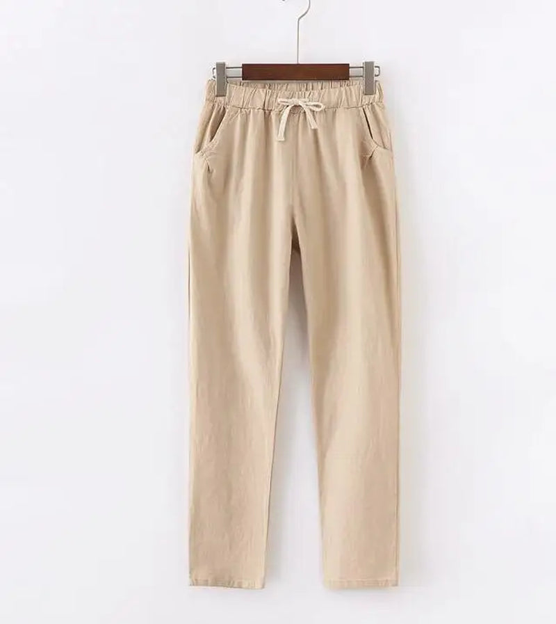 Summer Clothes Women Pants Linen Cotton Casual Pants Candy Color Trousers Female Anklelength Length Pants Harajuku Pantalones