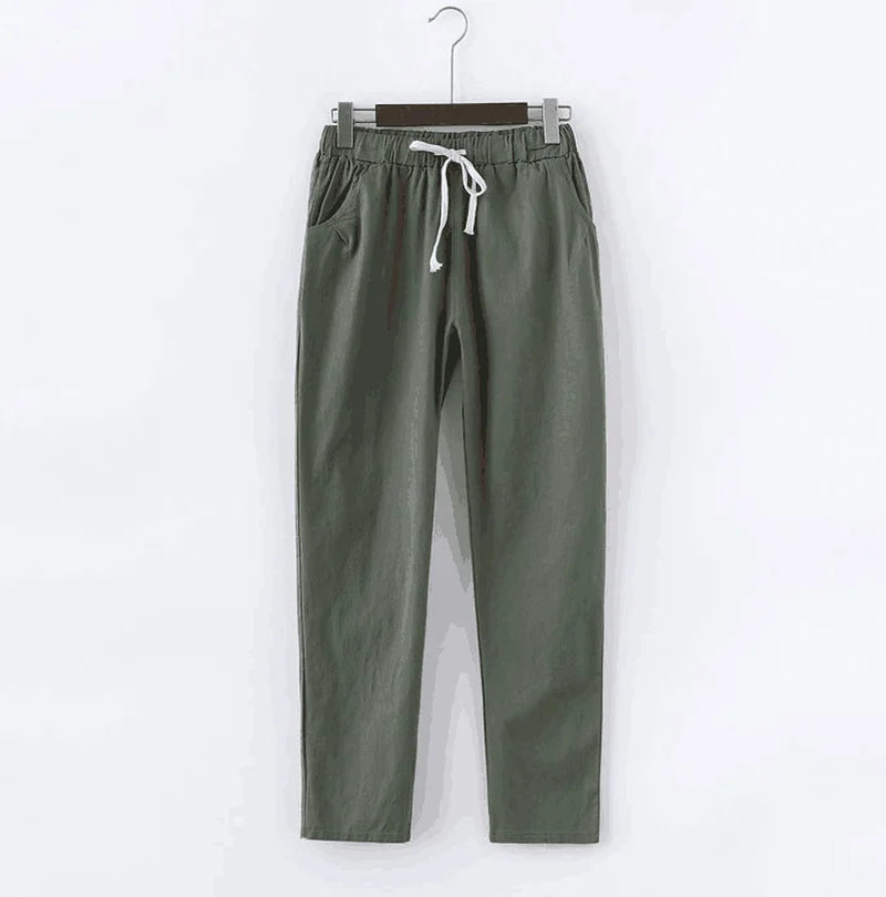 Summer Clothes Women Pants Linen Cotton Casual Pants Candy Color Trousers Female Anklelength Length Pants Harajuku Pantalones