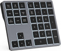 Backlit Bluetooth Numeric Keypad for Laptops and Computers, Number Pads 34 Keys with 7-Color Backlight for Macbook & Windows, Gray