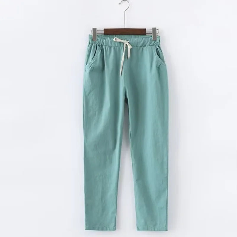 Summer Clothes Women Pants Linen Cotton Casual Pants Candy Color Trousers Female Anklelength Length Pants Harajuku Pantalones