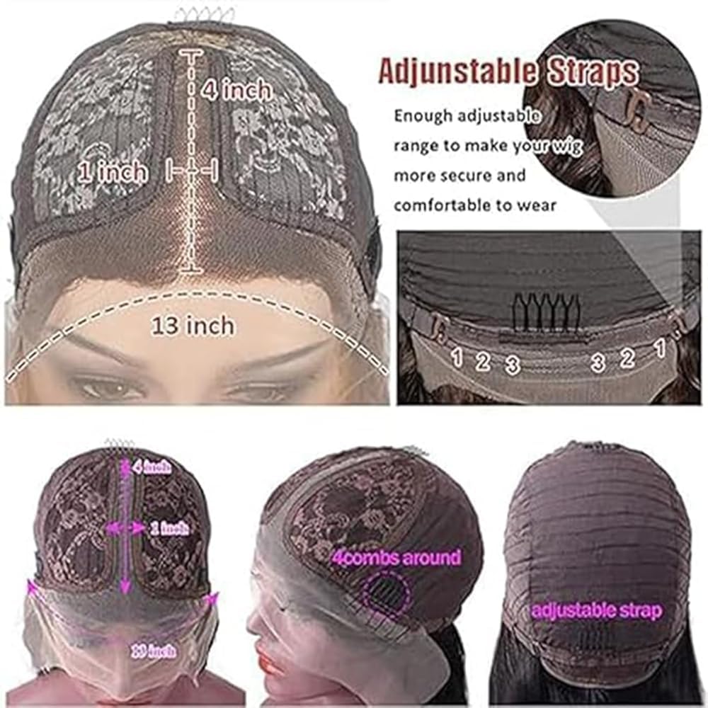 Parrucca Donna Capelli Veri Umani Human Hair Wig Lace Front Wig 13X1 Transparent Lace Natural Black Curly Wave for Women Glueless Wear and Go Minimal Smell Low Shedding 16 Inch
