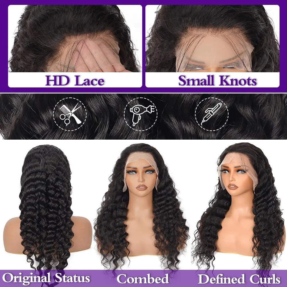 Bling Hair 36Inch 38Inch Deep Wave 13X6 Lace Frontal Wig Deep Curly Human Hair Wigs for Women Brazilian 13X4 Water Wave Lace Front Wig Pre Plucked Brazilian 13X6 Deep Wave Lace Front Wig Pre Plucked Lace Frontal Wig Backtoschool