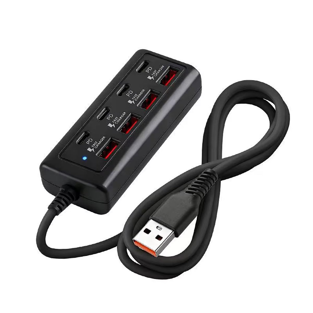 [8-Terminal Station Fast Charging USB Hub] Equipped with 4 USB and 4 PD Ports | 25W Fast Charging, Suitable for Computers