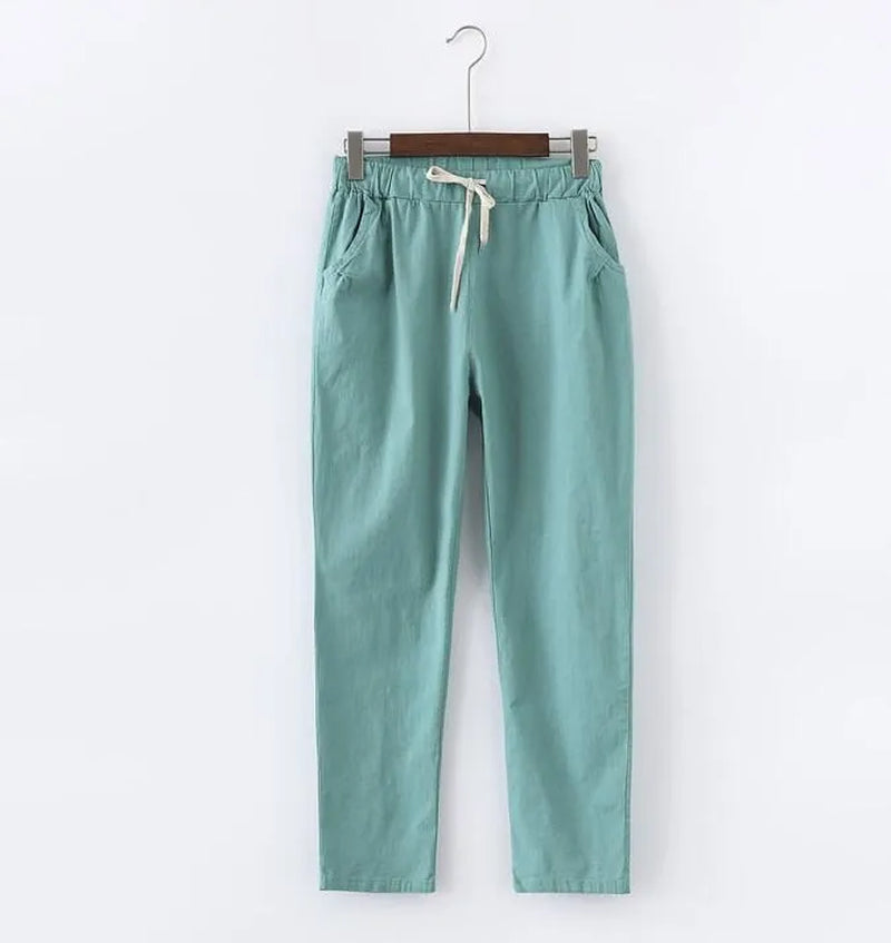 Summer Clothes Women Pants Linen Cotton Casual Pants Candy Color Trousers Female Anklelength Length Pants Harajuku Pantalones