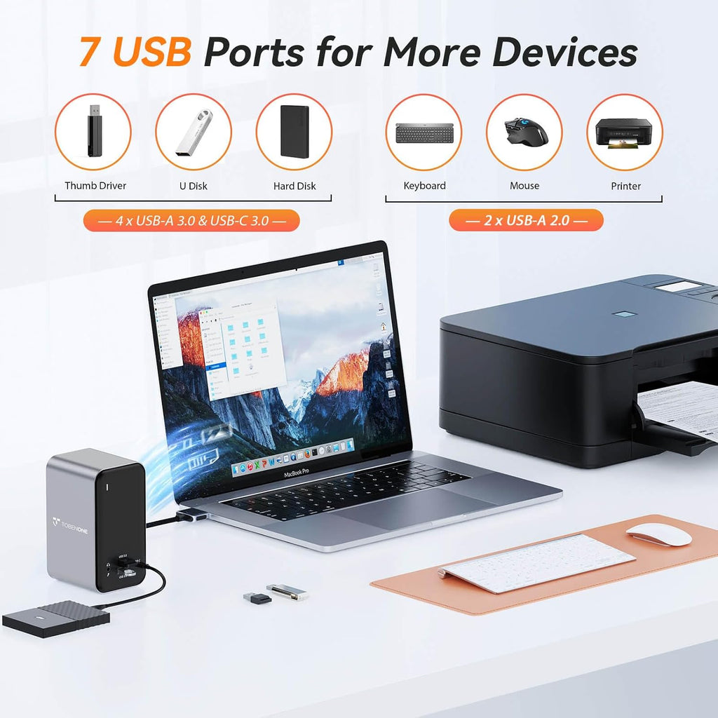 15-In-2 Macbook Pro Docking Station, Dual 4K Monitor, Plug & Play | 2 HDMI, VGA, PD 3.0, 7 USB, Ethernet, 3.5Mm Audio, Macbook Compatible, Compact, for Home Office & Professional Productivity