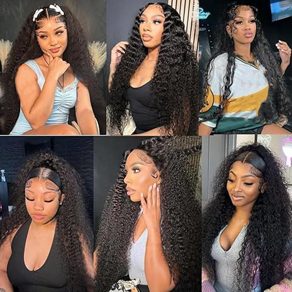 Parrucca Donna Capelli Veri Umani Human Hair Wig Lace Front Wig 13X1 Transparent Lace Natural Black Curly Wave for Women Glueless Wear and Go Minimal Smell Low Shedding 16 Inch