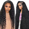 Parrucca Donna Capelli Veri Umani Human Hair Wig Lace Front Wig 13X1 Transparent Lace Natural Black Curly Wave for Women Glueless Wear and Go Minimal Smell Low Shedding 16 Inch
