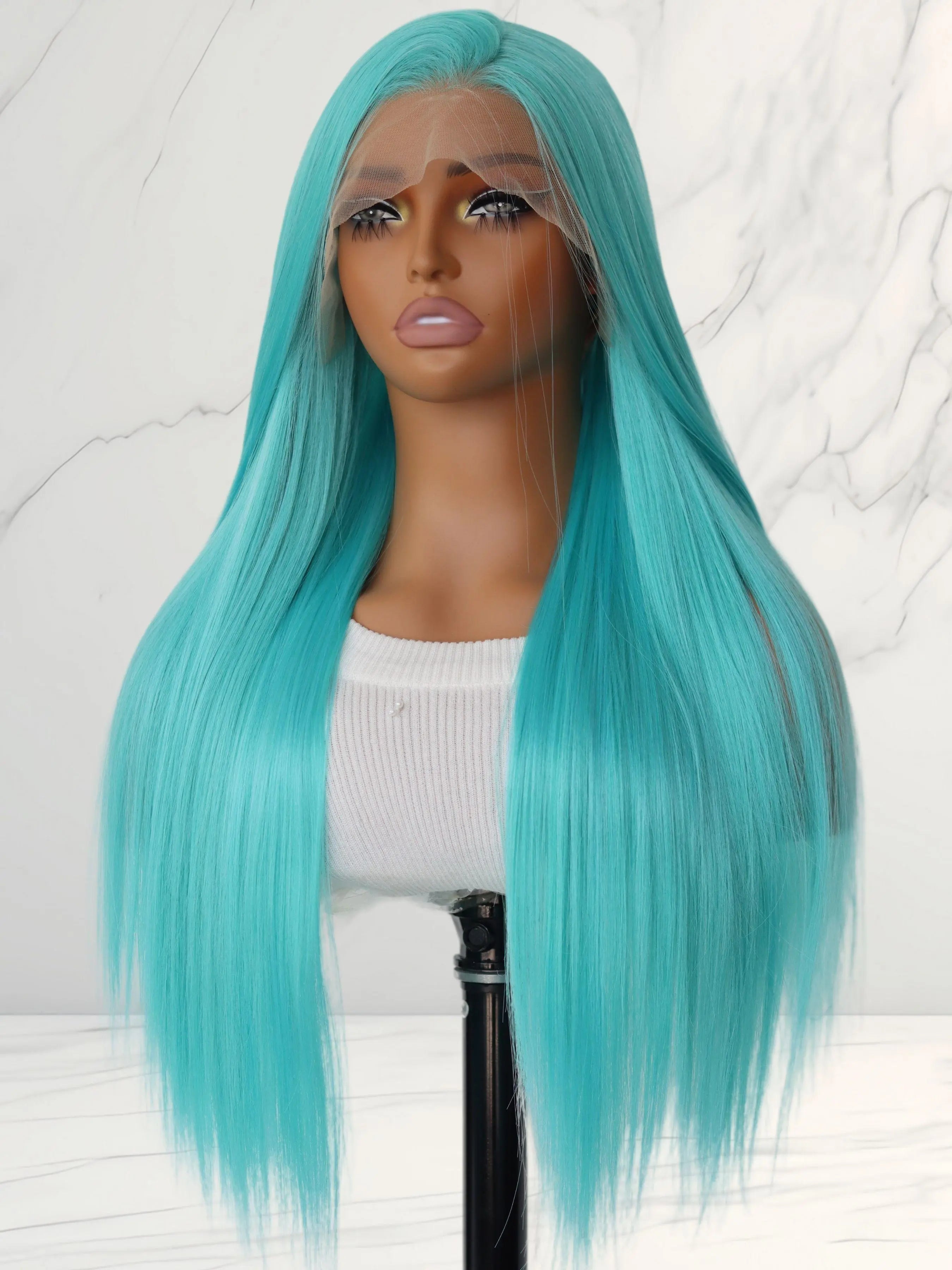 Long Straight Wigs for Women, Gorgeous Fluffy Wigs without Bangs, Synthetic Lace Front Wigs for Party & Daily Use