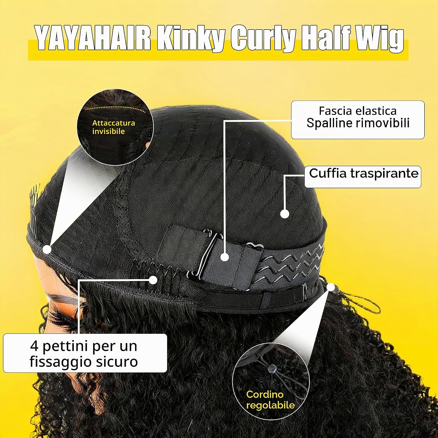 Half Wig Human Hair Kinky Curly 3 in 1 Glueless Seamless Flip over 14 Inch | 180 Density Wear and Go Glueless Wig Human Hair Invisible Hairline Headband Wig for Women Beginner Friendly Natural Black