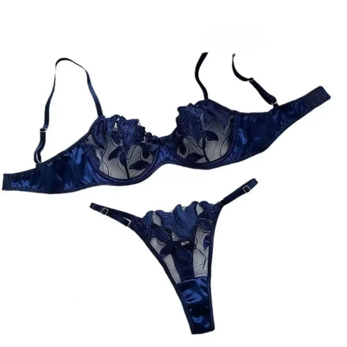 2024 Women Sexy Lingerie Bra Underwear Set Cute Bow Ultrathin Lace Lingerie Set Temptati Hot Outfits for Pretty Girls