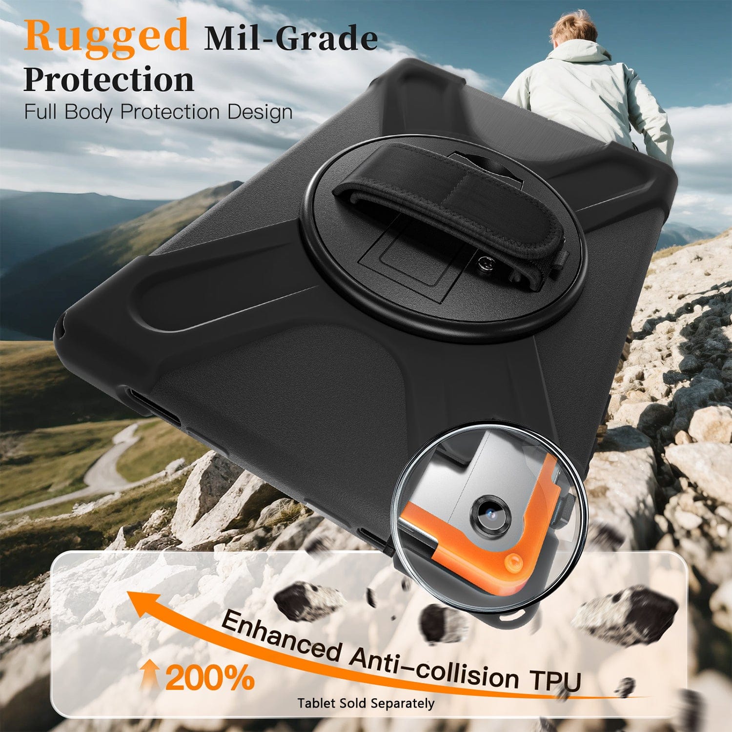 Samsung Galaxy Tab A11+ / A9+ 11-inch Case - Heavy-Duty, Hand Strap | Raider-X Series
