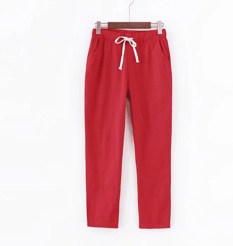 Summer Clothes Women Pants Linen Cotton Casual Pants Candy Color Trousers Female Anklelength Length Pants Harajuku Pantalones