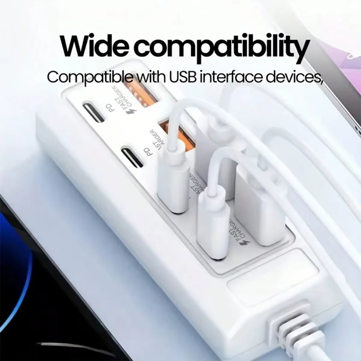 [8-Terminal Station Fast Charging USB Hub] Equipped with 4 USB and 4 PD Ports | 25W Fast Charging, Suitable for Computers