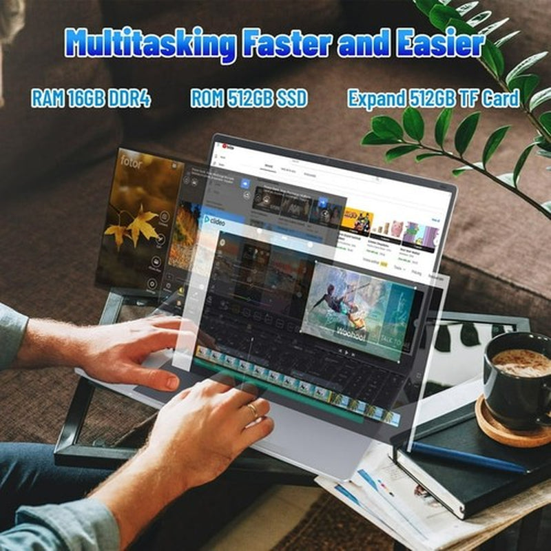 15.6 Inch Laptop 16GB+512GB Windows 11 Computers Support Wifi, Bluetooth USB-C