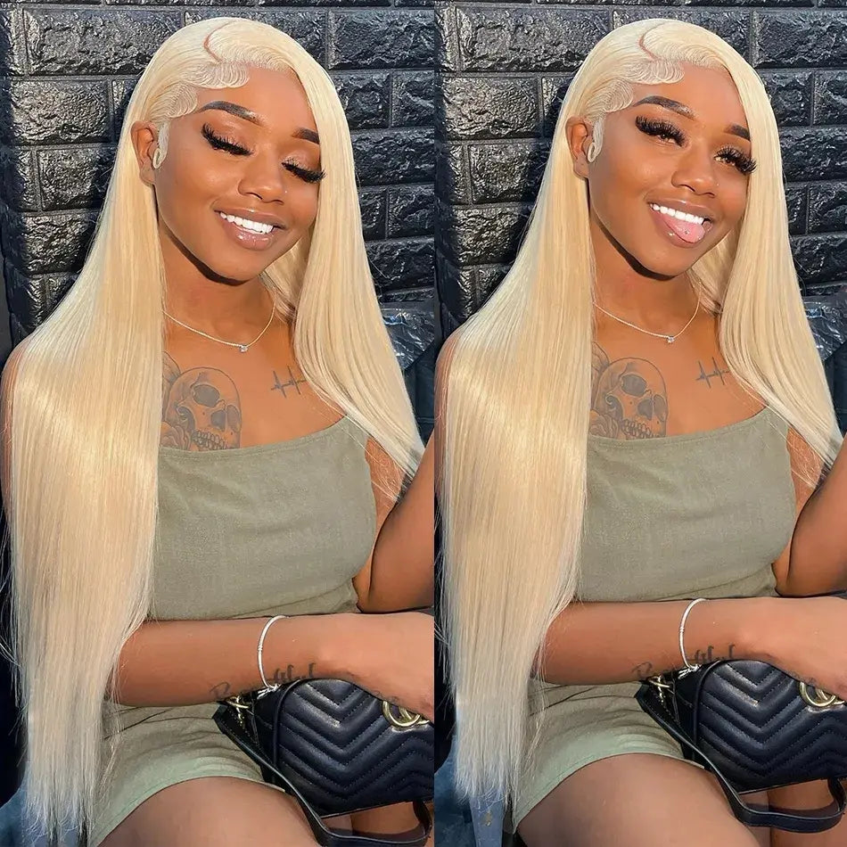 Dachic Hair 180% Density 13X6 HD Transparent 613 Blonde Straight Wigs 40 Inch Lace Frontal Hot Red Colored Human Hair Wigs 99J Burgundy Wig Brazilian Blonde Body Wave Wig 13X4 Lace Front Ginger Blonde Hair Wigs