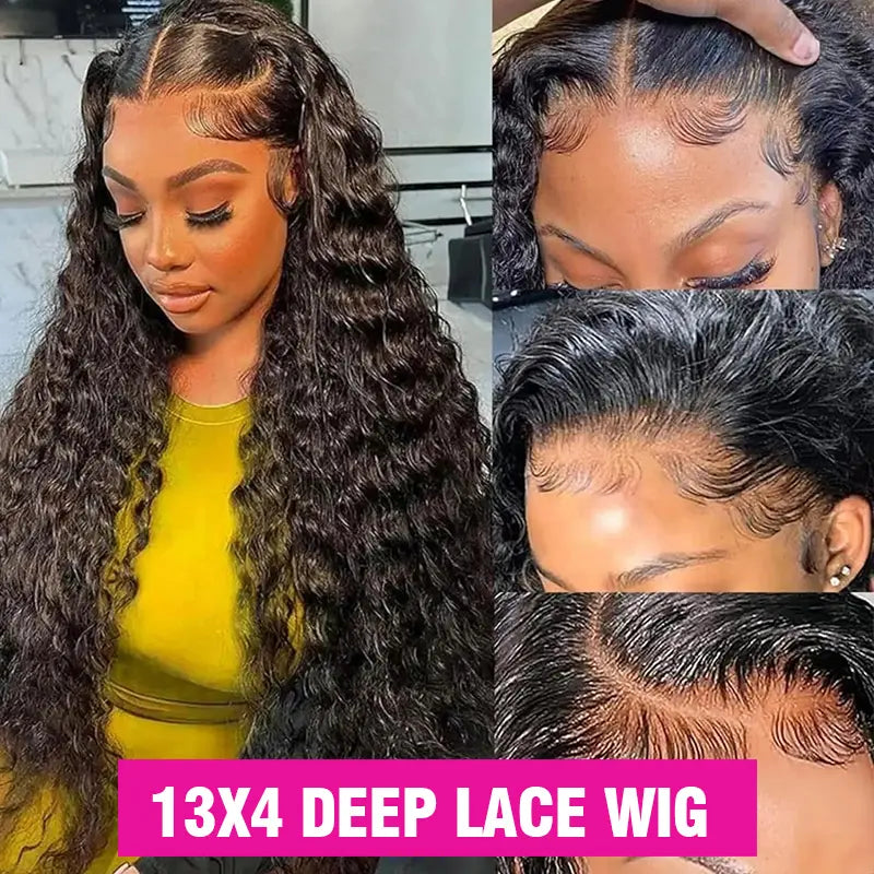 Bling Hair 36Inch 38Inch Deep Wave 13X6 Lace Frontal Wig Deep Curly Human Hair Wigs for Women Brazilian 13X4 Water Wave Lace Front Wig Pre Plucked Brazilian 13X6 Deep Wave Lace Front Wig Pre Plucked Lace Frontal Wig Backtoschool