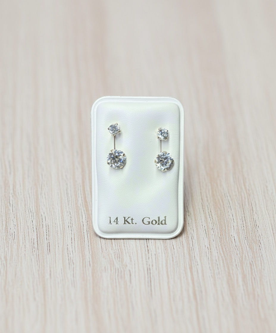 14K Solid Gold Curb Stud Earrings – Telephone Style, Screw Back | Aretes de oro sólido 14K