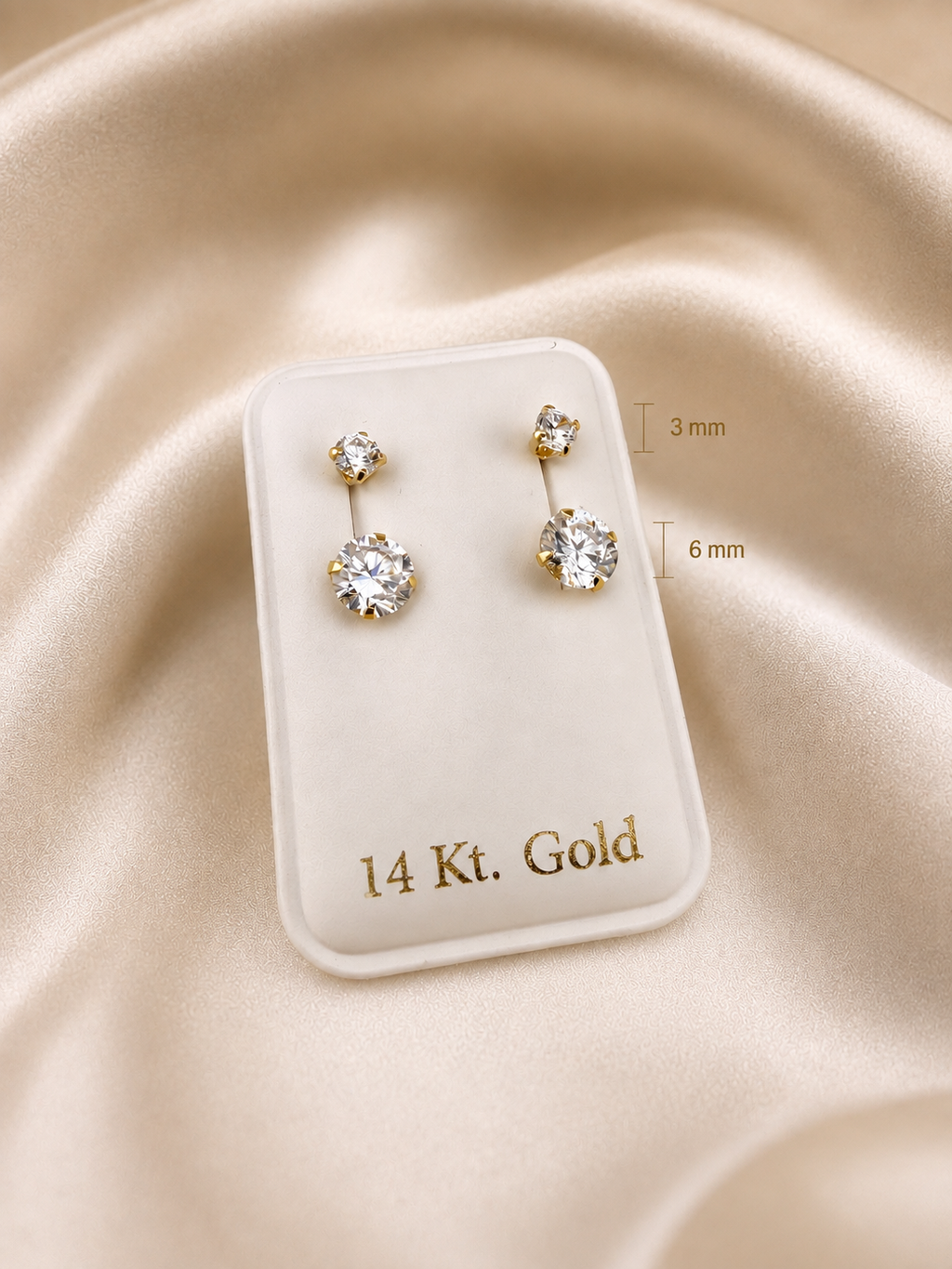 14K Solid Gold Curb Stud Earrings – Telephone Style, Screw Back | Aretes de oro sólido 14K