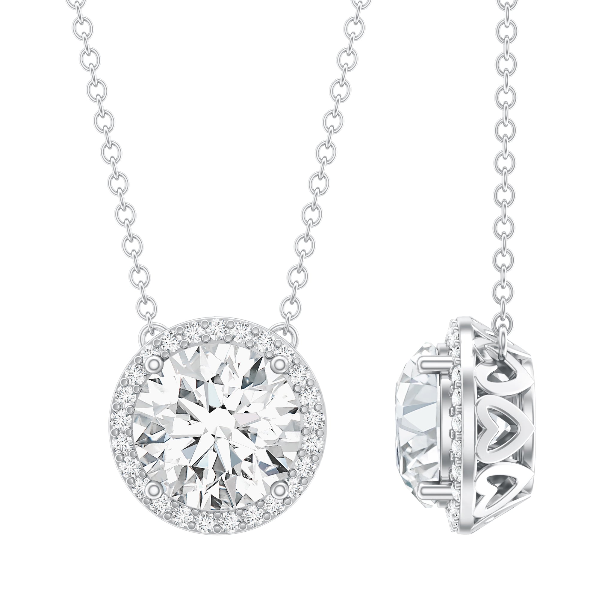 IGI Certified 4 Carat Round Lab Grown Diamond Statement Necklace
