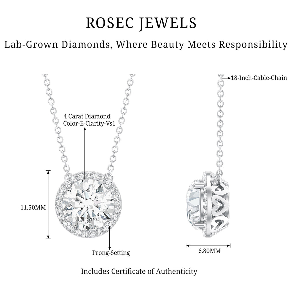 IGI Certified 4 Carat Round Lab Grown Diamond Statement Necklace