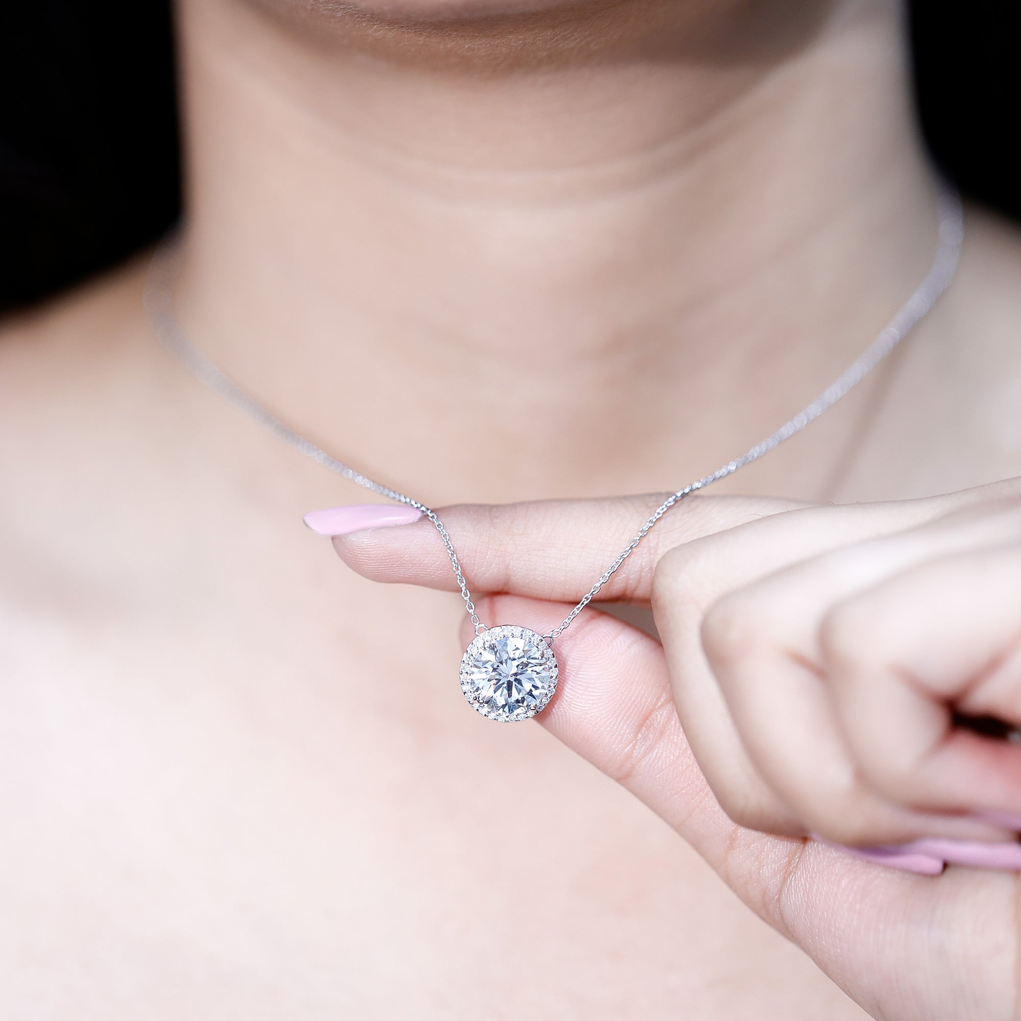 IGI Certified 4 Carat Round Lab Grown Diamond Statement Necklace