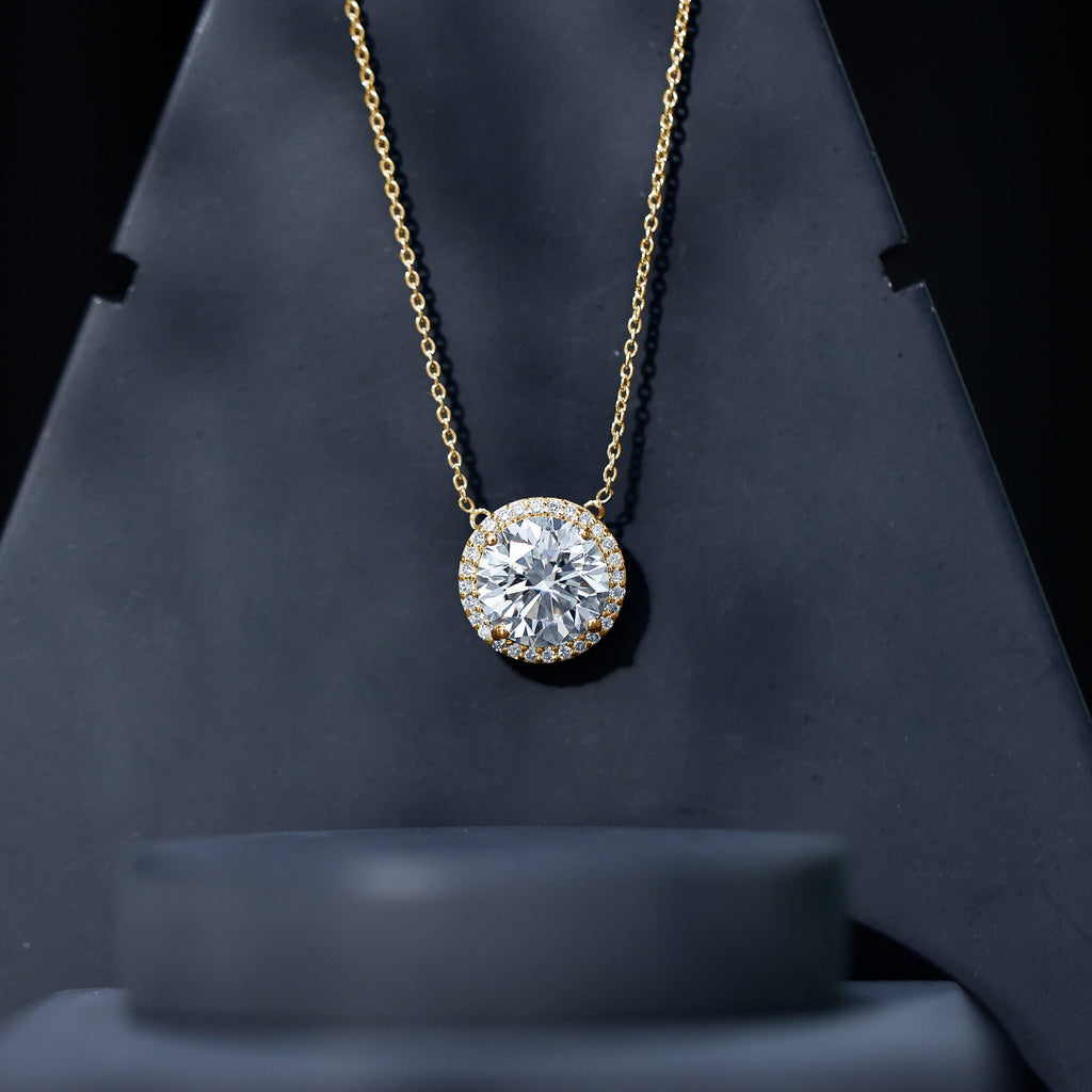 IGI Certified 4 Carat Round Lab Grown Diamond Statement Necklace