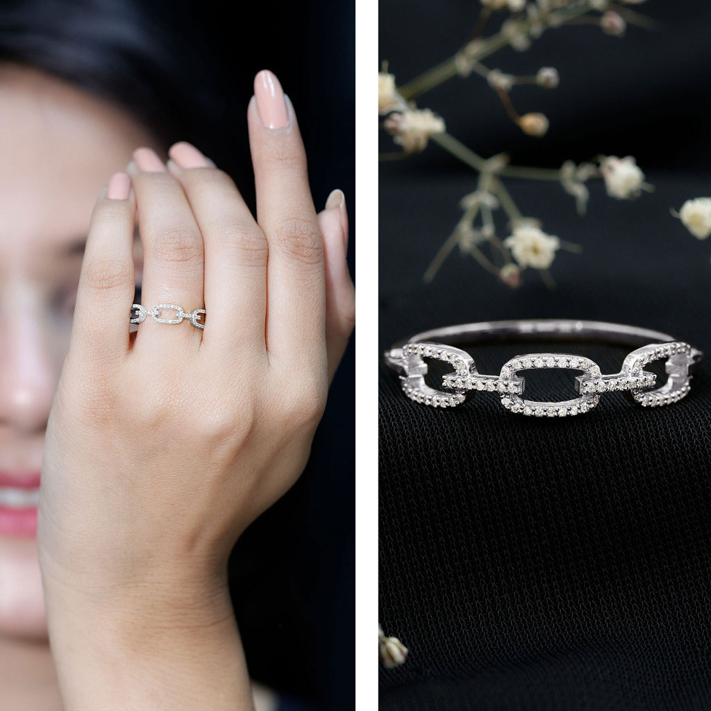Certified Diamond Chain Link Ring in Prong Setting