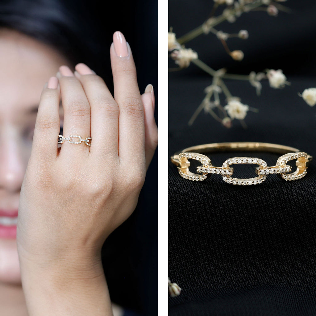 Certified Diamond Chain Link Ring in Prong Setting