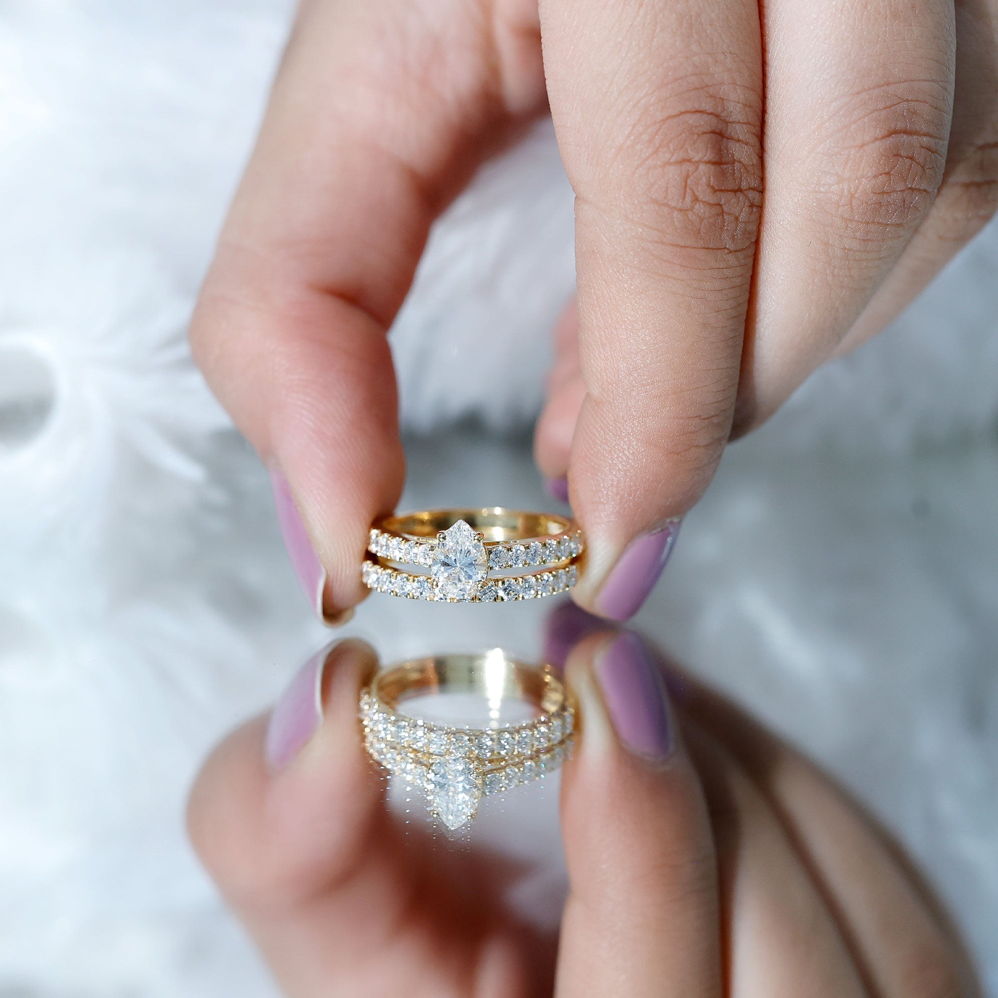 Certified Lab Grown Diamond Engagement Ring With Wedding Band