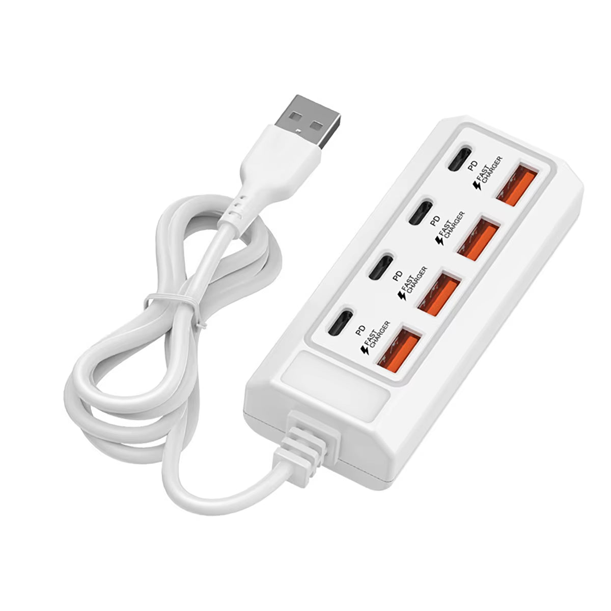 [8-Terminal Station Fast Charging USB Hub] Equipped with 4 USB and 4 PD Ports | 25W Fast Charging, Suitable for Computers