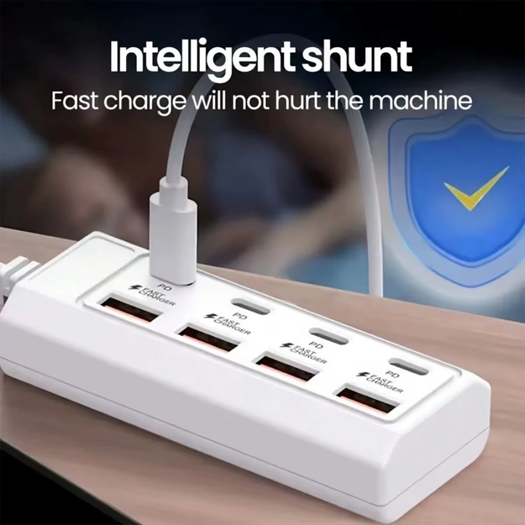 [8-Terminal Station Fast Charging USB Hub] Equipped with 4 USB and 4 PD Ports | 25W Fast Charging, Suitable for Computers