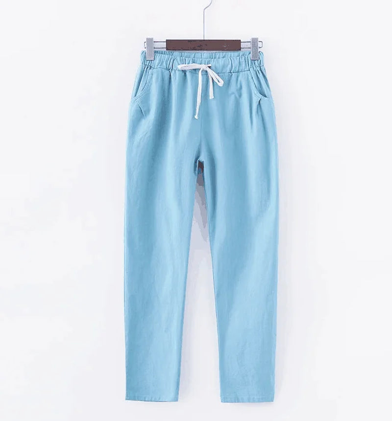 Summer Clothes Women Pants Linen Cotton Casual Pants Candy Color Trousers Female Anklelength Length Pants Harajuku Pantalones