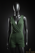 Bodycon Jumpsuit for Women - Casual Summer Deep V Neck Sleeveless Bodycon One Piece Outfits Army Green XL