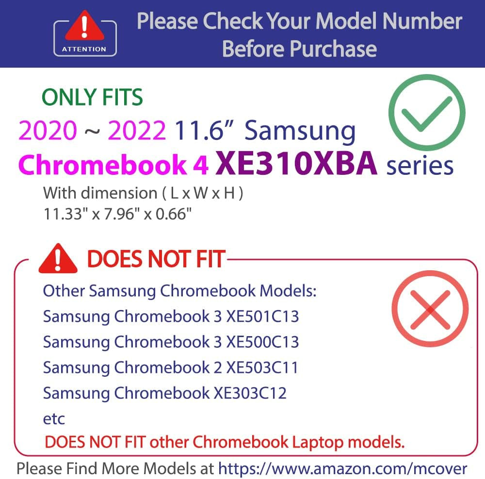 Case Compatible for 2020~2022 11.6" Samsung Chromebook 4 XE310XBA Series Laptop Computers ONLY (NOT Fitting Any Other Samsung Models) - Aqua