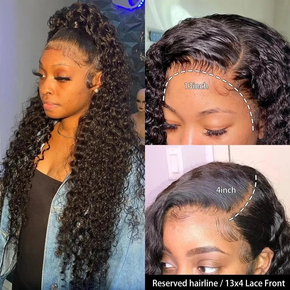 Bling Hair 36Inch 38Inch Deep Wave 13X6 Lace Frontal Wig Deep Curly Human Hair Wigs for Women Brazilian 13X4 Water Wave Lace Front Wig Pre Plucked Brazilian 13X6 Deep Wave Lace Front Wig Pre Plucked Lace Frontal Wig Backtoschool