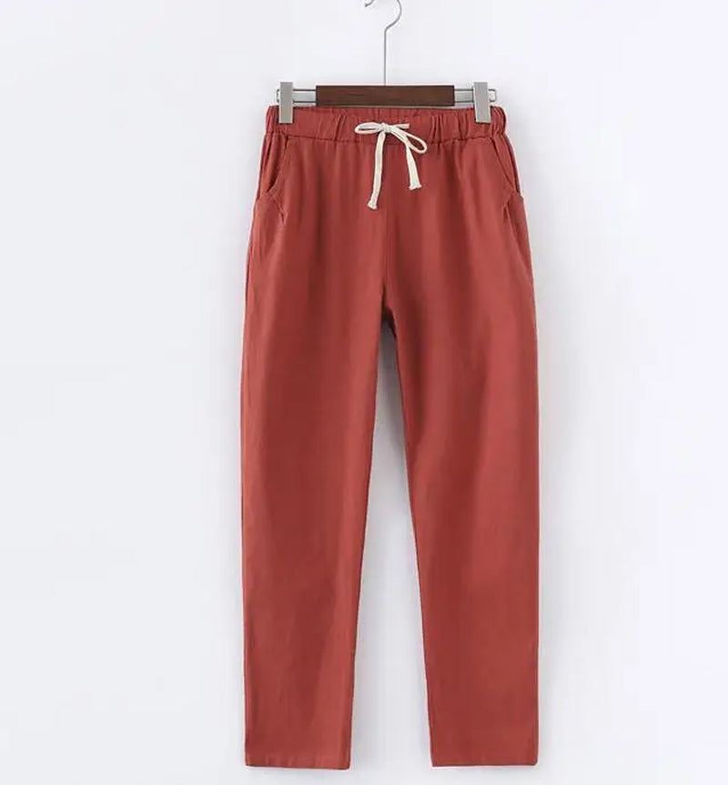Summer Clothes Women Pants Linen Cotton Casual Pants Candy Color Trousers Female Anklelength Length Pants Harajuku Pantalones