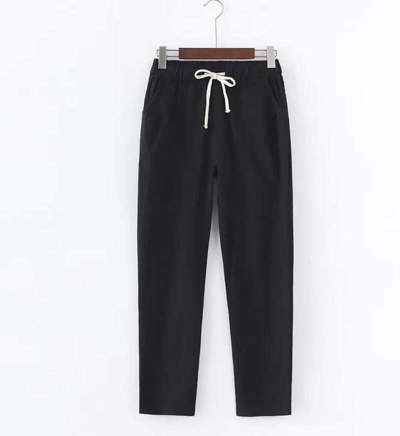 Summer Clothes Women Pants Linen Cotton Casual Pants Candy Color Trousers Female Anklelength Length Pants Harajuku Pantalones