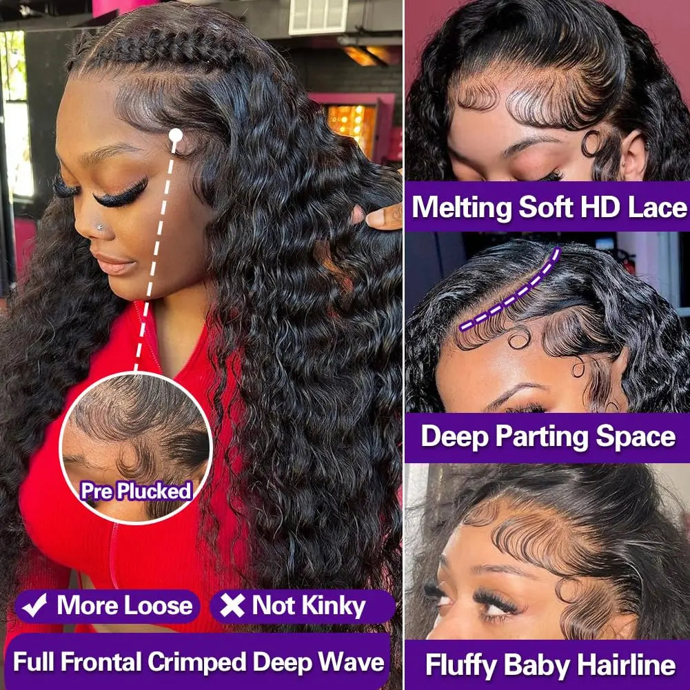Bling Hair 36Inch 38Inch Deep Wave 13X6 Lace Frontal Wig Deep Curly Human Hair Wigs for Women Brazilian 13X4 Water Wave Lace Front Wig Pre Plucked Brazilian 13X6 Deep Wave Lace Front Wig Pre Plucked Lace Frontal Wig Backtoschool