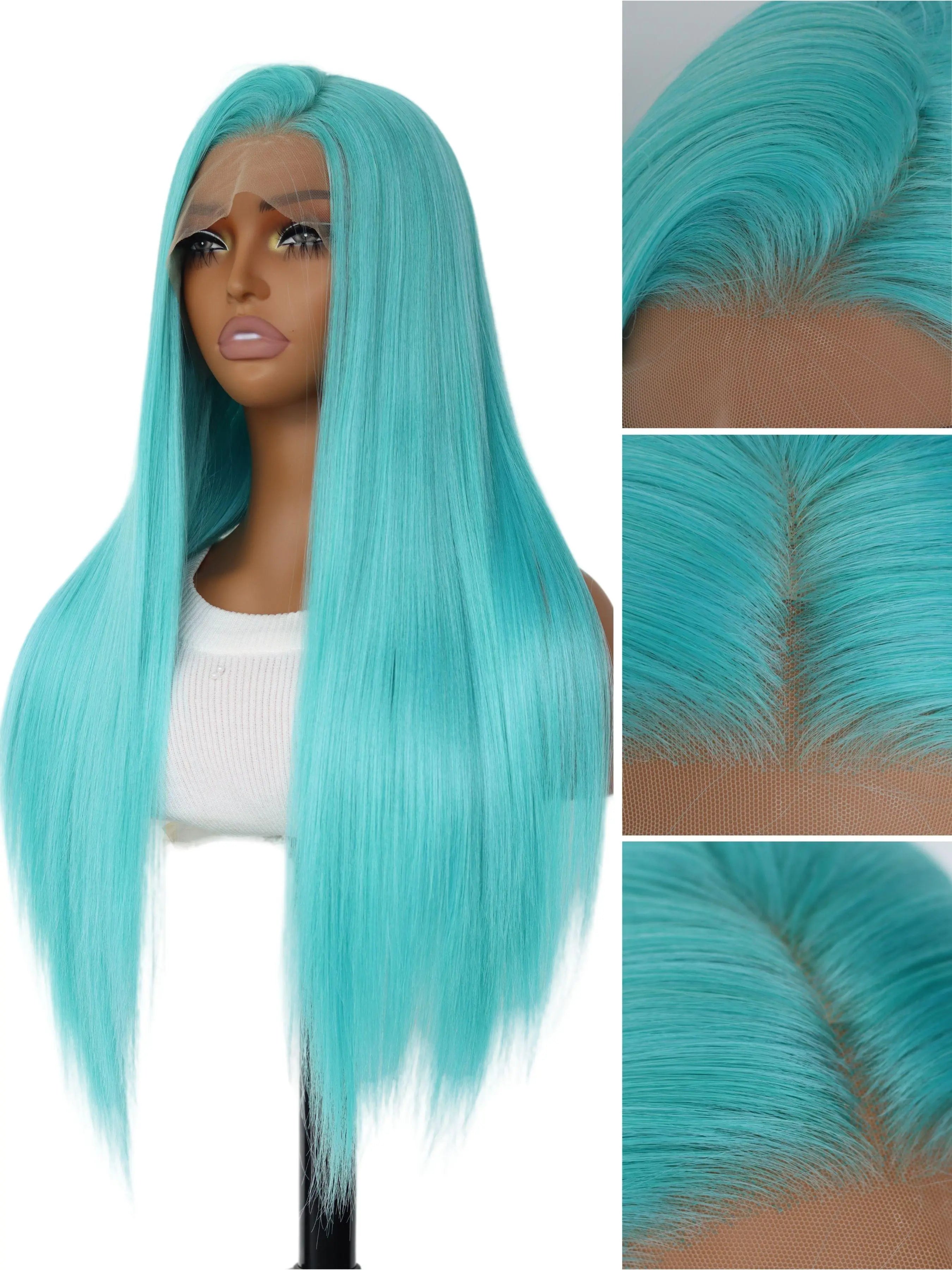 Long Straight Wigs for Women, Gorgeous Fluffy Wigs without Bangs, Synthetic Lace Front Wigs for Party & Daily Use