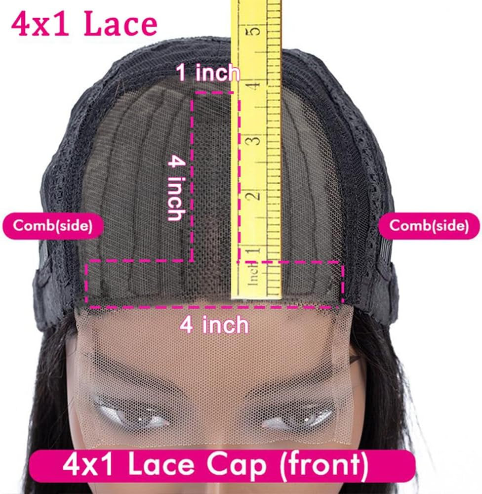 34 Inch 4X1 Lace Front Human Hair Wig Body Wave Glueless Wig Swiss Lace 1B Natural Black Color Brazilian Virgin Capelli Umani Pre Plucked with Baby Hair for Women