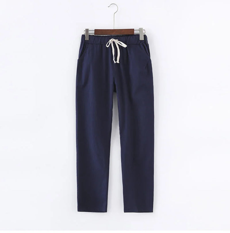 Summer Clothes Women Pants Linen Cotton Casual Pants Candy Color Trousers Female Anklelength Length Pants Harajuku Pantalones