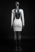 Womens Spaghetti Strap Sleeveless Glitter Rhinestone Open Back Bodycon Mini Dress Sexy Clubwaer White L