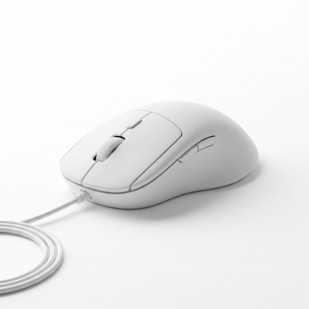 N1600 3-Button Quiet Wired Mouse, 1000DPI Optical Mouse, Quiet Button, Ergonomic Shape, for Desktop Computers Laptops, Matte White